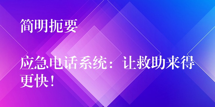  简明扼要

应急电话系统：让救助来得更快！