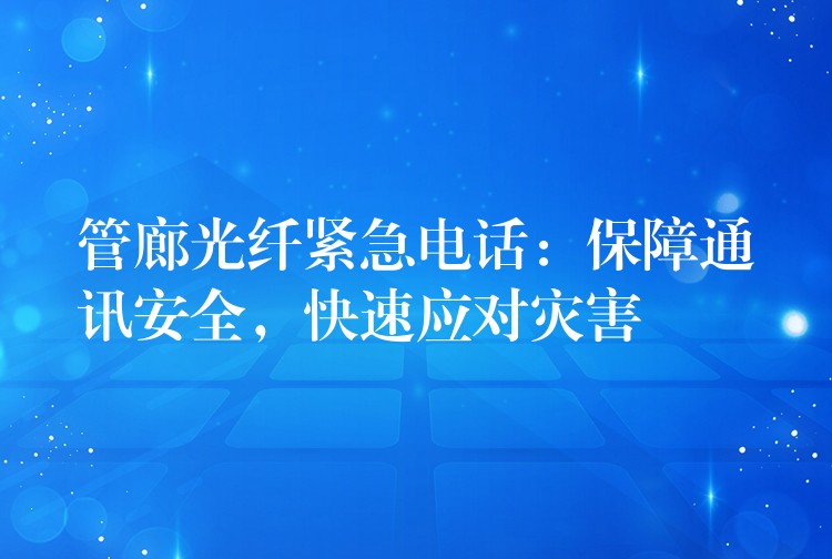 管廊光纤紧急电话:保障通讯安全,快速应对灾害 管廊光纤紧急电话:保障通讯安全,快速应对灾害