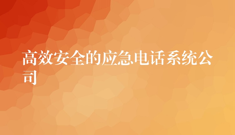  高效安全的应急电话系统公司