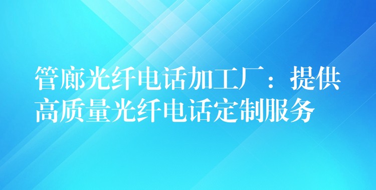 管廊光纤电话加工厂:提供高质量光纤电话定制服务 管廊光纤电话加工厂:提供高质量光纤电话定制服务