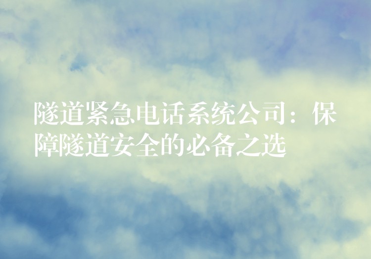  隧道紧急电话系统公司：保障隧道安全的必备之选