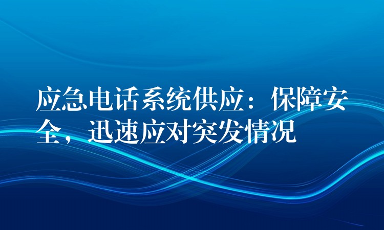应急电话系统供应:保障安全,迅速应对突发情况 应急电话系统供应:保障安全,迅速应对突发情况