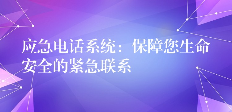 应急电话系统:保障您生命安全的紧急联系 应急电话系统:保障您生命安全的紧急联系