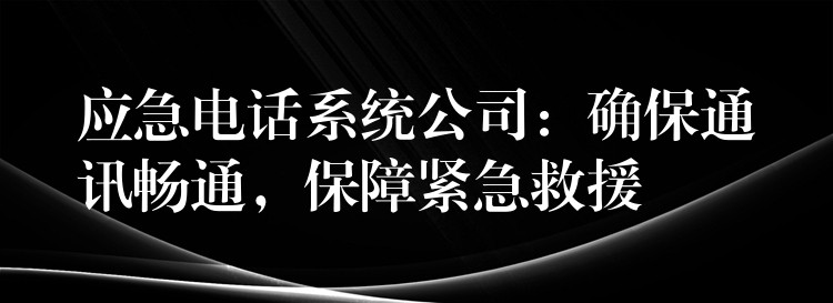 应急电话系统公司:确保通讯畅通,保障紧急救援 应急电话系统公司:确保通讯畅通,保障紧急救援