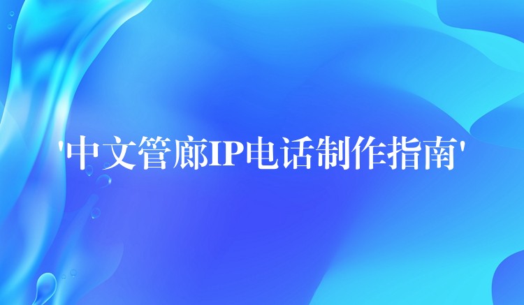 ‘中文管廊IP电话制作指南’ ‘中文管廊IP电话制作指南’