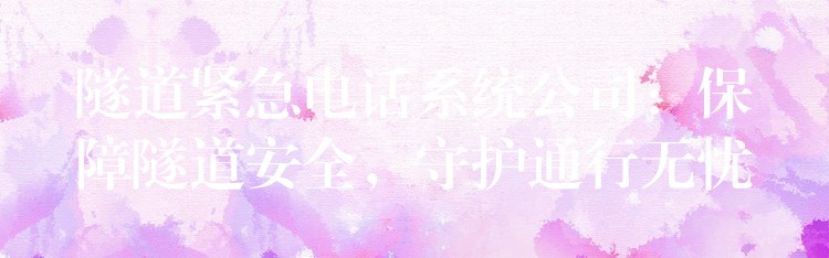  隧道紧急电话系统公司：保障隧道安全，守护通行无忧