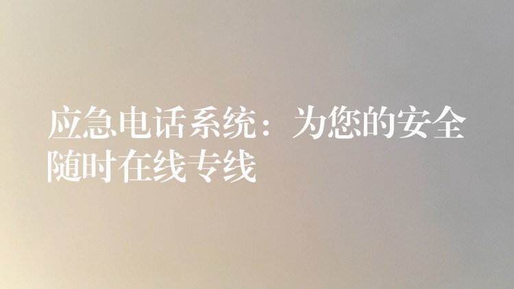 应急电话系统:为您的安全随时在线专线 应急电话系统:为您的安全随时在线专线
