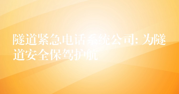  隧道紧急电话系统公司: 为隧道安全保驾护航