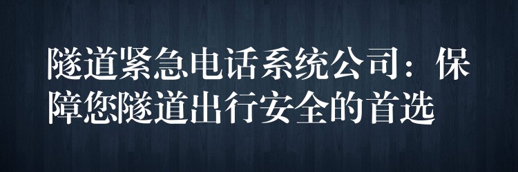 隧道紧急电话系统公司:保障您隧道出行安全的首选 隧道紧急电话系统公司:保障您隧道出行安全的首选