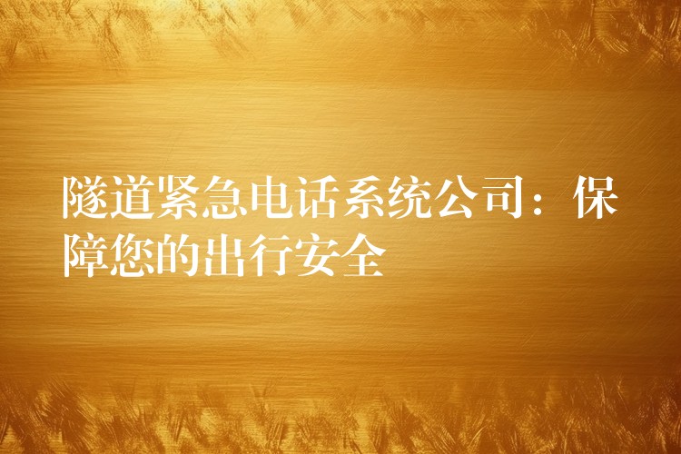  隧道紧急电话系统公司：保障您的出行安全