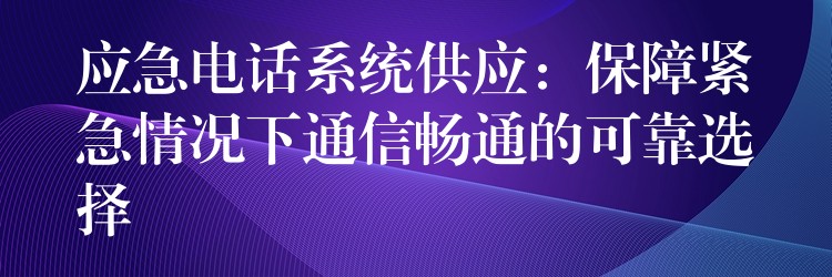 应急电话系统供应:保障紧急情况下通信畅通的可靠选择 应急电话系统供应:保障紧急情况下通信畅通的可靠选择