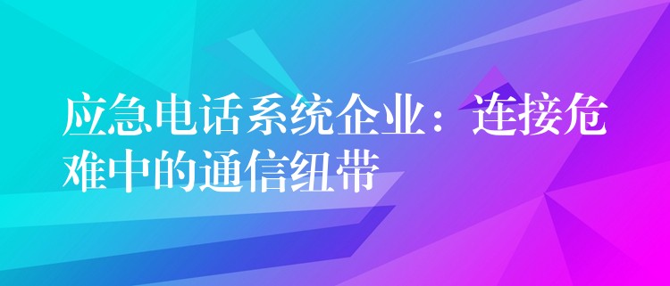  应急电话系统企业：连接危难中的通信纽带