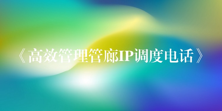  《高效管理管廊IP调度电话》