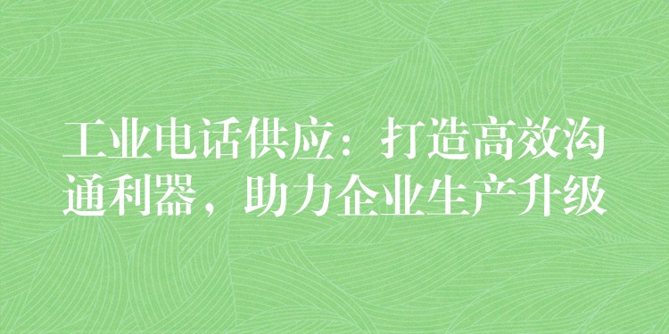 工业电话供应:打造高效沟通利器,助力企业生产升级 工业电话供应:打造高效沟通利器,助力企业生产升级