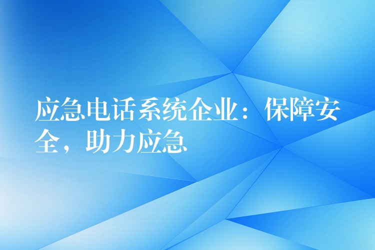 应急电话系统企业:保障安全,助力应急 应急电话系统企业:保障安全,助力应急