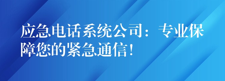 应急电话系统公司:专业保障您的紧急通信! 应急电话系统公司:专业保障您的紧急通信!