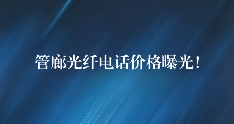  管廊光纤电话价格曝光！