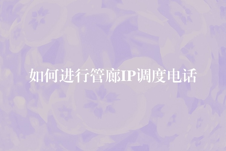  如何进行管廊IP调度电话