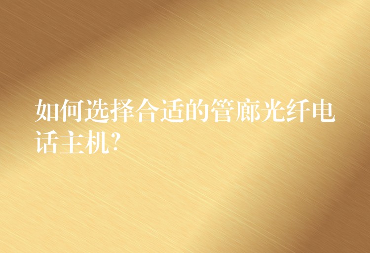  如何选择合适的管廊光纤电话主机？