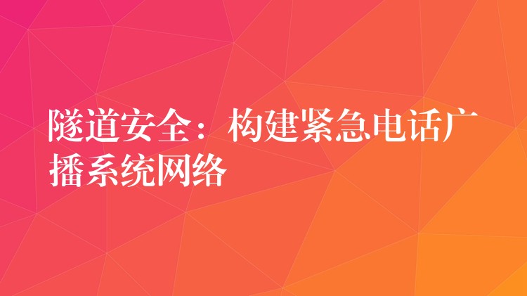 隧道安全:构建紧急电话广播系统网络 隧道安全:构建紧急电话广播系统网络