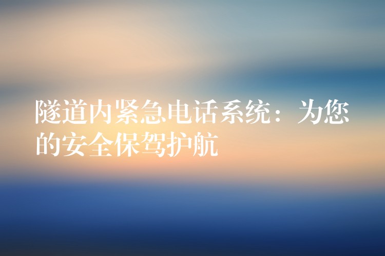  隧道内紧急电话系统：为您的安全保驾护航