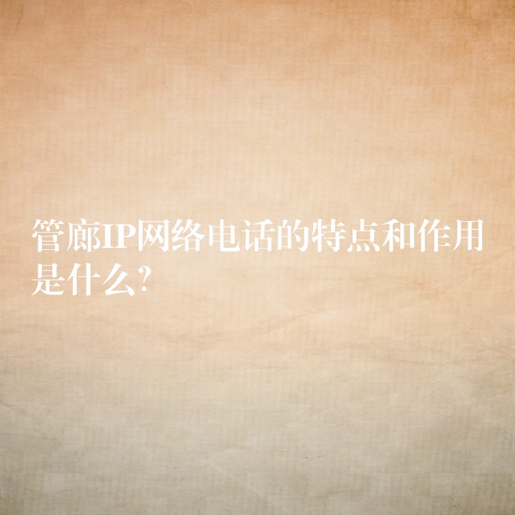  管廊IP网络电话的特点和作用是什么？