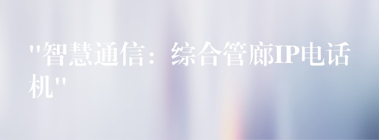  “智慧通信：综合管廊IP电话机”