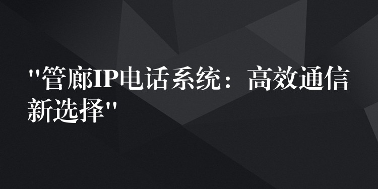  “管廊IP电话系统：高效通信新选择”