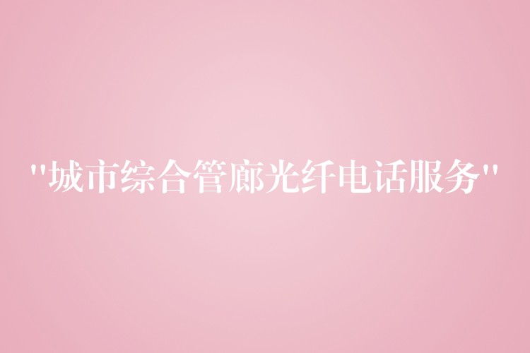 “城市综合管廊光纤电话服务”