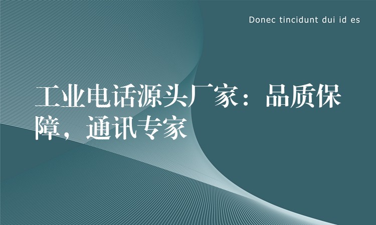  工业电话源头厂家：品质保障，通讯专家