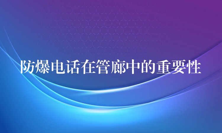  防爆电话在管廊中的重要性