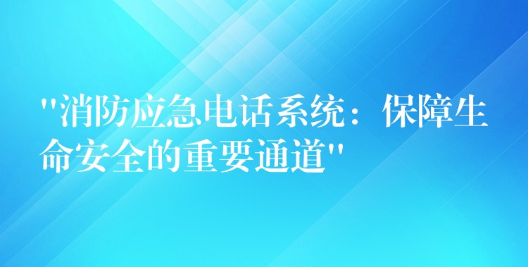  “消防应急电话系统：保障生命安全的重要通道”