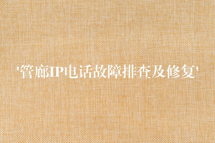  ‘管廊IP电话故障排查及修复’