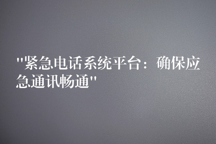  “紧急电话系统平台：确保应急通讯畅通”